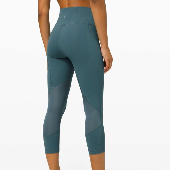 lululemon athletica Pants - Lululemon Pace Rival High Rise Crop 22" Desert Teal Size 6 EUC